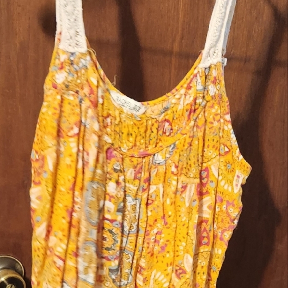 Free People Yellow Boho Tank Top